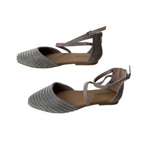 torrid Silver and Taupe D'Orsay Ankle Strap Flats